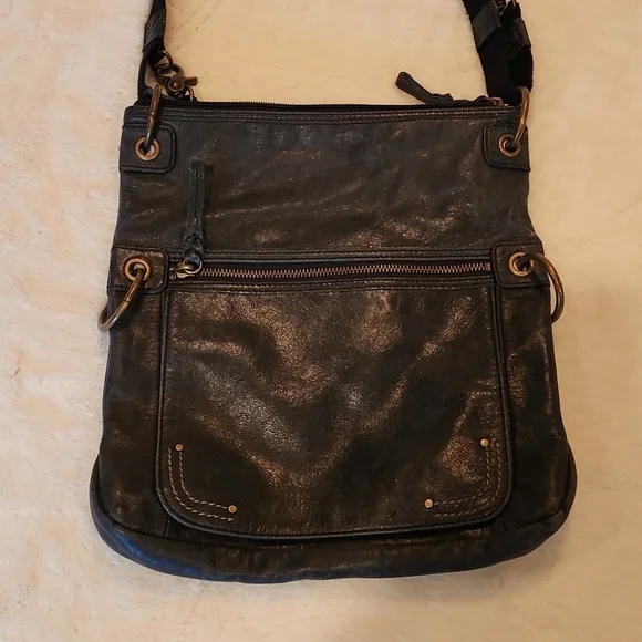 The Sak Dark Grey Leather Crossbody Purse Shoulder Bag - Picture 3 of 11